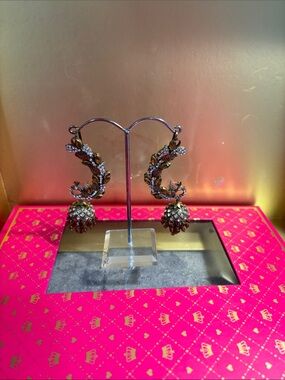 Traditional Gold-Tone Jhumka Drop Earrings with Crystal Accents